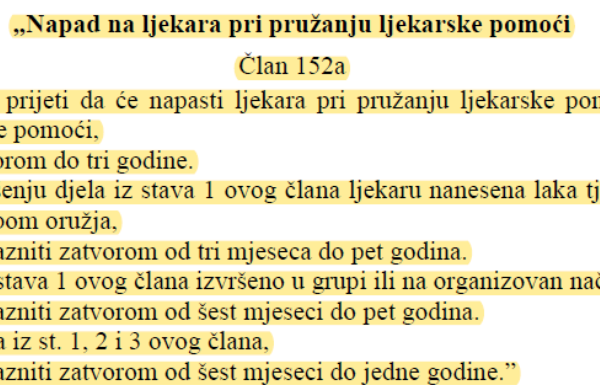 Usvojen prijedlog SDMCG za krivično djelo „Napad na ljekara pri pružanju ljekarske pomoći“